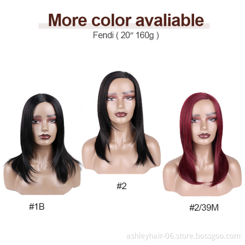 Kanekalon Heat Wigs Premium Straight Yaki Long Black High Temperature Synthetic Hair Lace Front Wig For Black Women Sale